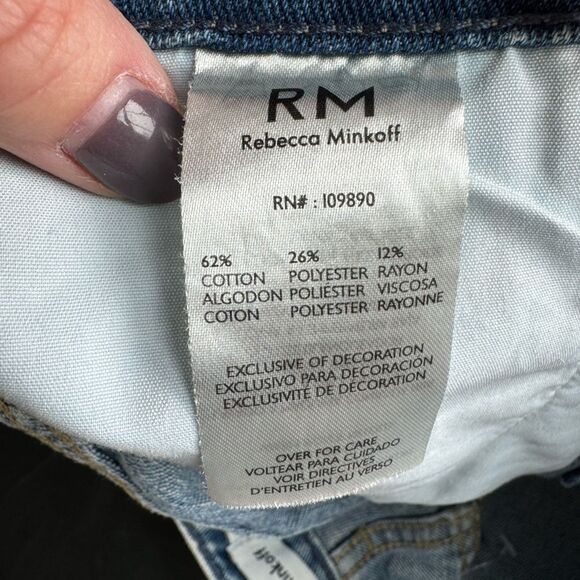 NWOT Rebecca Minkoff Women's 4 Crystal Embellished Distressed Denim Shorts NEW - Picture 10 of 13